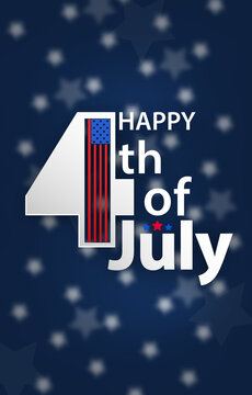 4th of July Independence Day of USA United States of America flag blurred stars on background greeting card concept cover holiday banner background vector illustration