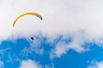 paragliding in the sunny weather. High quality photo