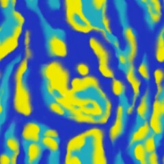 Watercolor abstract pattern. Blue and yellow marble blurred stains