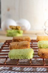 homemade square shaped cookies over table