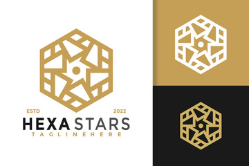 Luxury Hexagon Star Logo Design  Vector Template