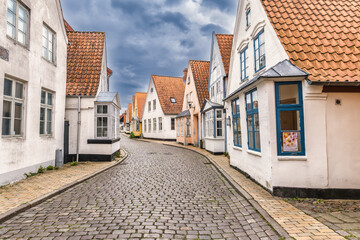 Fototapeta na wymiar Small streets in the outskirt of Aabenraa in southern part of Denmark