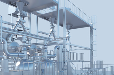 close up industrial background with reactors pipes engines