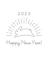 2023年のうさぎ年の年賀状テンプレート　卯年　シンプル　おしゃれ　イラスト　素材　令和5年