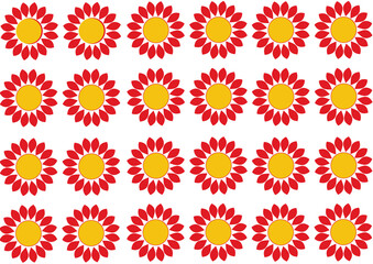 
Yellow red flowers on white background.
