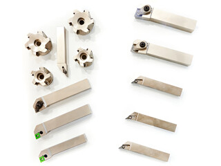 Tool bits milling and lathe cutters for metal isolated white