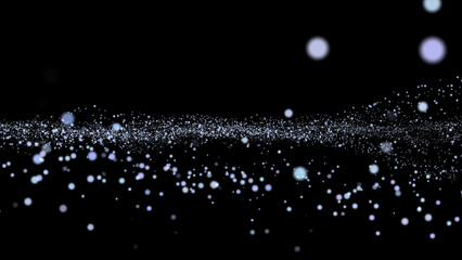 Glittering particles sparkle and drift along. Abstract background with shining bokeh sparkles. Abstract golden bokeh particles. Animation of points in space