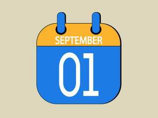 Day 1 september calendar template. Blue calendar for september days.