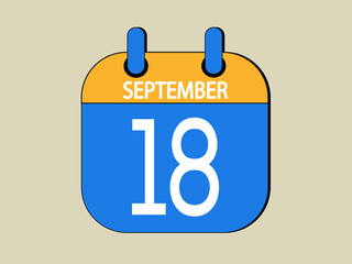 Day 18 september calendar template. Blue calendar for september days.