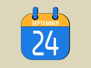 Day 24 september calendar template. Blue calendar for september days.