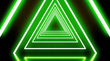 Amazing triangle tunnel with neon lnes. Animation art concept.