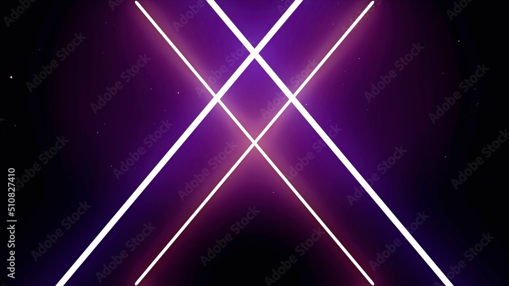 Poster laser cross with synchronous motion of lines. flare light effect.