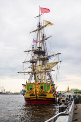 Old sailing ship Poltava on the Neva