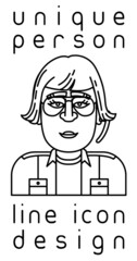 Naklejka premium vector illustration of unique authentic imaginary person line icon user profile picture isolated on white background