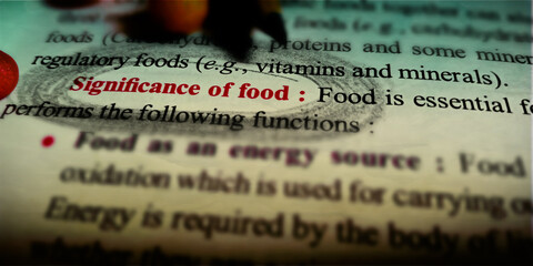 Nutritional education information in text form learning background.