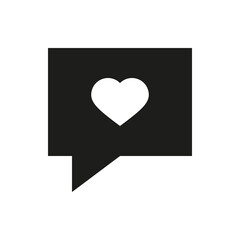 Positive feedback solid icon. Love chat bubble glyph vector symbol.