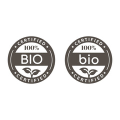 100% Bio black vector label. Product stamp, sticker or badge.