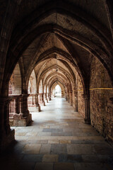 Les arches du cloitre de Saint-Colomban à 
Luxeuil-les-Bains. Les arches d'un cloitre médiéval. Les arches d'un monastère