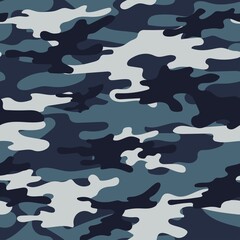 blue army vector camouflage print, seamless pattern for clothing headband or print.