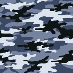 blue modern army vector camouflage print, seamless pattern for clothing headband or print.