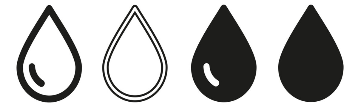 Water drop icons. Flat drop icons. Vector illustration.