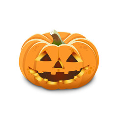 Kind smiling lantern pumpkin with square teeth for halloween isolated