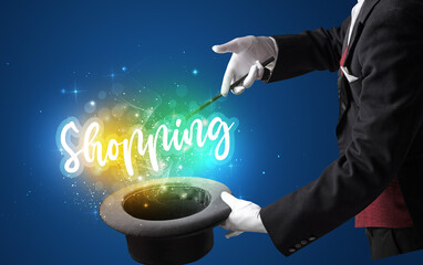 Young magician is showing magic trick