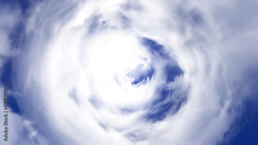 Poster tunnel from clouds background texture fairy-tale design. abstract background of a tunnel of clouds