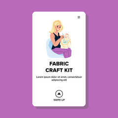 fabric craft kit vector. tailor sewing thread, embroidery handmade, fashion diy fabric craft kit character. people flat cartoon illustration
