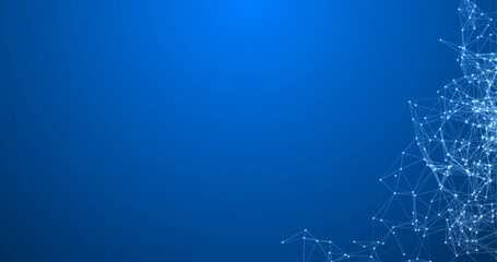 Abstract blue screen, for presentations, with white lines and dots. Mockup.