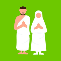 Fototapeta premium Hajj Couple Illustration Vector Icon
