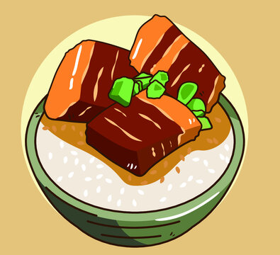 braised_pork_on_rice_vector