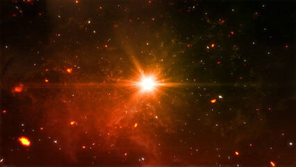 太陽と銀河　レンズフレアと宇宙　雲海　きらめき　星屑　宇宙空間　銀河旅行 © sunafe