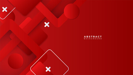 Modern red banner geometric shapes corporate abstract technology background. Vector abstract graphic design banner pattern presentation background web template.