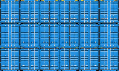 Stack of blue containers box cargo in port shipping yard, Containers front view, logistics import...