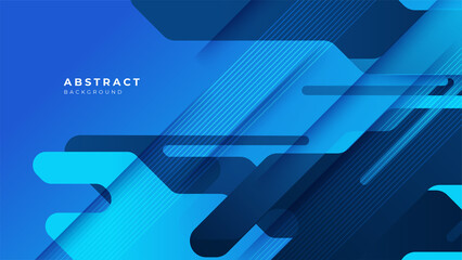 Abstract blue banner geometric shapes background. Vector abstract graphic design banner pattern presentation background web template.