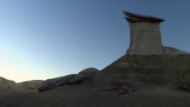 Balanced Caprock on Blue Sky Background in Ah Shi Sle Pah Desert
