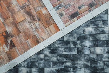Samples of different tiles or paving stones