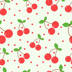 Seamless cherry pattern. Fruit, berry pattern for fashion, merch, textile.
