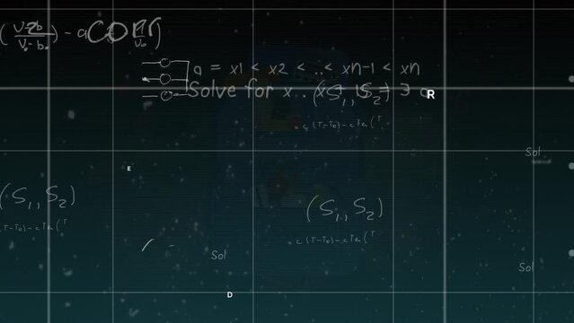 Animation of math formulas on black background
