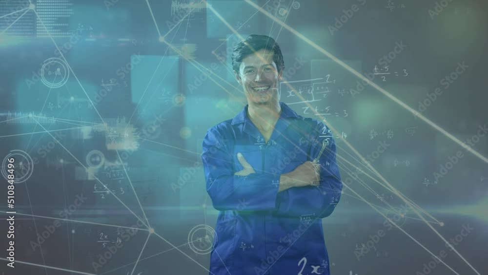 Poster animation of data processing over biracial men