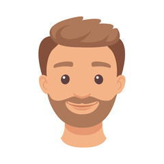 Handsome Bearded Man Character Smiling Face Demonstrating Emotion Vector Illustration