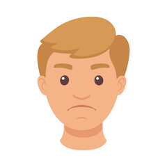 Handsome Man Character with Sad Face Demonstrating Emotion Vector Illustration
