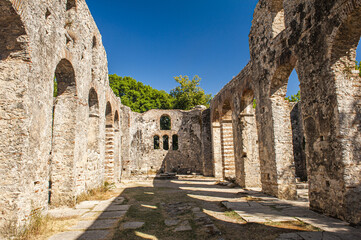 Ruins of ancient christian basilica in Albanian Butrint