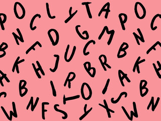 template with the image of keyboard symbols. set of letters. Surface template. pastel purple red background. Horizontal image