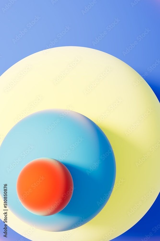 Poster abstract background of colorful spheres.3d render