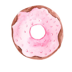 Watercolor colorful donuts. hand painted