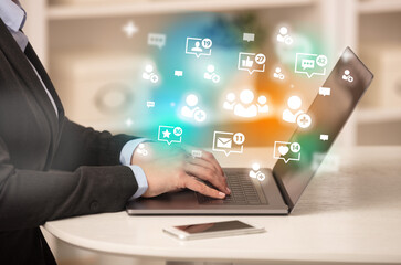 Young person surfing on social media network