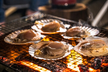 キャンプで焼き帆立