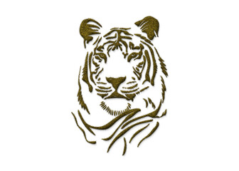 International Tiger Day 29th July. Save Tiger, Save Nature. 3D Tiger shape isolated on green grass. Earth Day, Nature Day